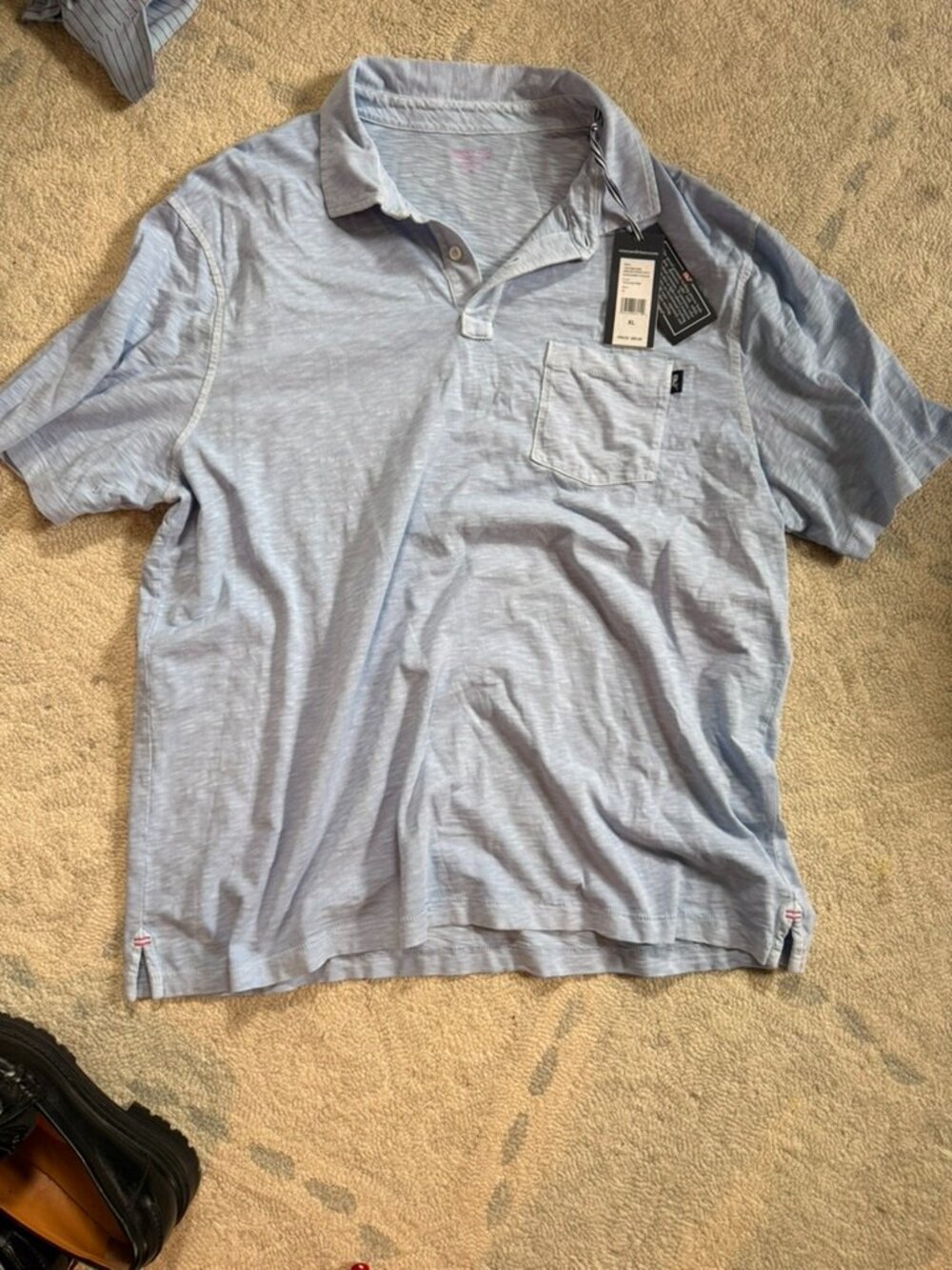 Vineyard Vines slub cotton pocket polo shirt in Light Blue size XL NWT